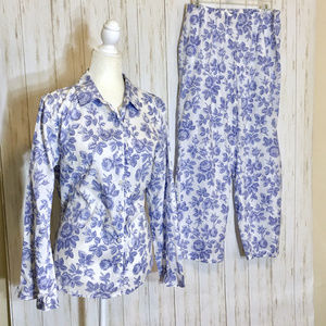 Laura Ashley Blue/White Floral 2-Piece Outfit